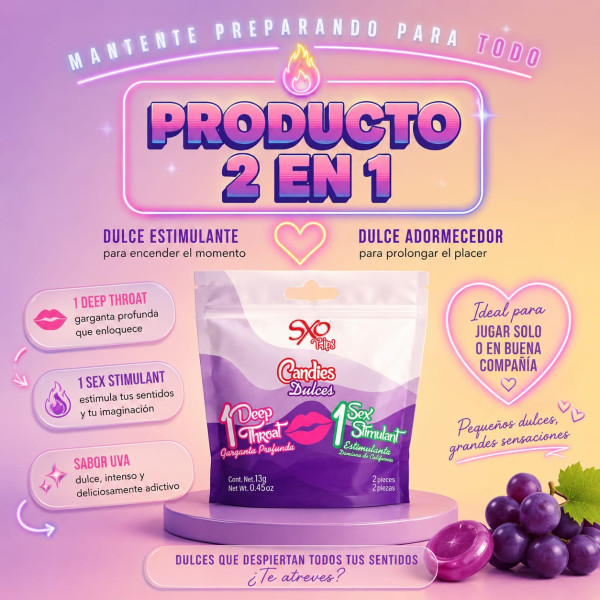 Dulces Candies. 1 dulce garganta profunda y 1 estimulante