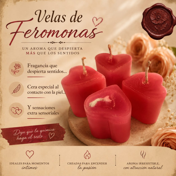Velas de Corazón con Feromonas 4pzas